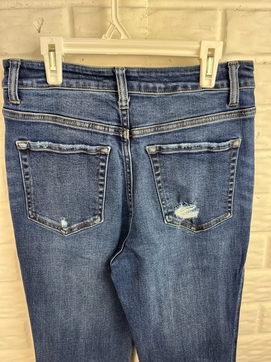 FLYING MONKEY HIGH RISE BOOT CUT DENIM BLUE JEANS RAW HEM DISTRESSED SZ 28 - Picture 7 of 14